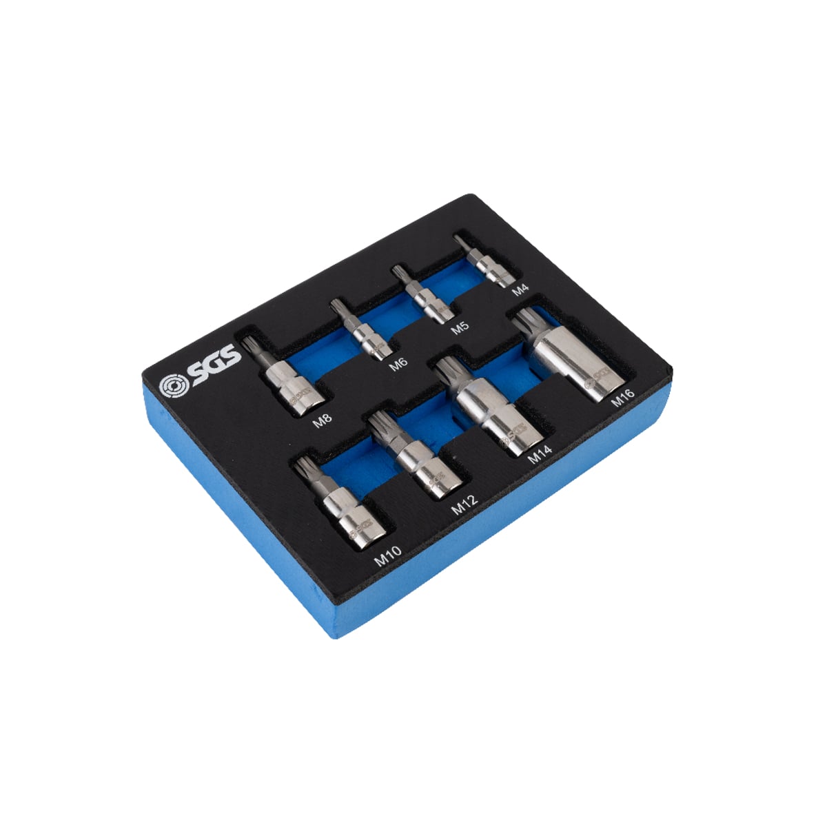 SGS 8pc Spline Socket Bit Set | 1/4in, 3/8in, 1/2in | Foam Insert